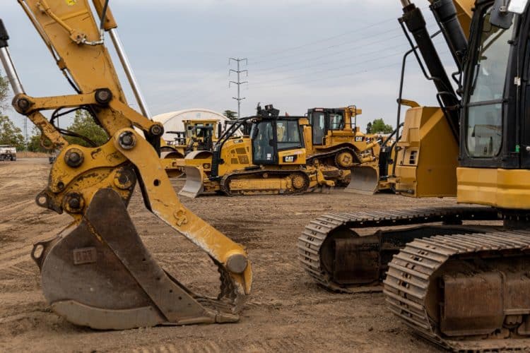Caterpillar construction equipment at Ideal Tractor in West Sacramento, California, US, on Monday, Aug. 1, 2022. Caterpillar Inc. is scheduled to release earnings figures on August 2.