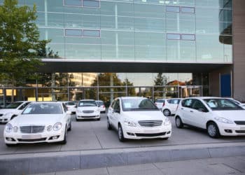 Cars on dealer lot