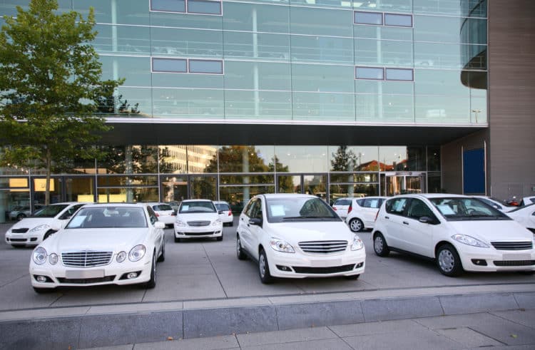 Cars on dealer lot