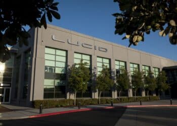 The Lucid Motors Inc. headquarters in Newark, California, U.S., on Monday, Aug. 3, 2020. The final specs and design of the Lucid Air are due to be unveiled at an event in September and executives say customers can now expect delivery of the first batch of Airs in spring 2021.