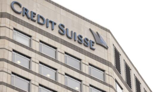 The UK headquarters of Credit Suisse Group AG in Canary Wharf financial district in London, UK, on Monday, March 20, 2023. European stocks slumped on Monday, as UBS Group AGs agreement to buy Credit Suisse Group AG failed to assuage fears about potential global banking turmoil.
