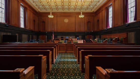 Courtroom. Thurgood Marshall U.S. Courthouse in the financial district of New York City