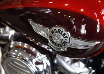 A motorcycle on the showroom floor