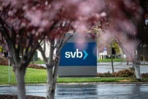 Signage outside Silicon Valley Bank headquarters in Santa Clara, California, US, on Thursday, March 9, 2023. SVB Financial Group bonds are plunging alongside its shares after the company moved to shore up capital after losses on its securities portfolio and a slowdown in funding. Photographer: David Paul Morris/Bloomberg