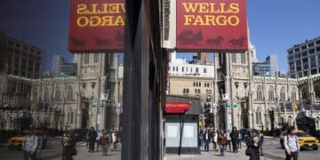 A Wells Fargo bank branch in New York, US