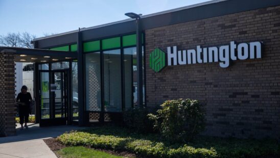 A Huntington Bank branch in Troy, Michigan, US, on Thursday, April 13, 2023. Huntington Bancshares Inc. is scheduled to release earnings figures on April 20. Photographer: Emily Elconin/Bloomberg
