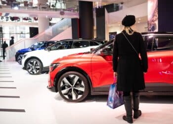 Megane E-tech electric vehicles at the Renault flagship store in central Paris. Photographer: Benjamin Girette/Bloomberg
