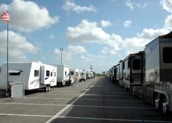 RVs on display as shipments decline