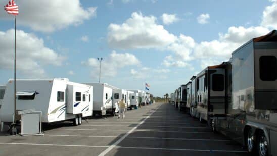 RVs on display as shipments decline