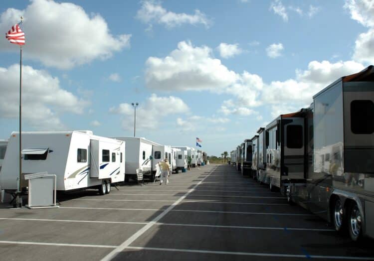 RVs on display as shipments decline