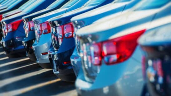 New cars in a row