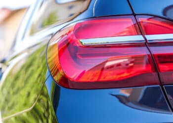 close up of a car taillight