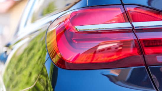 close up of a car taillight