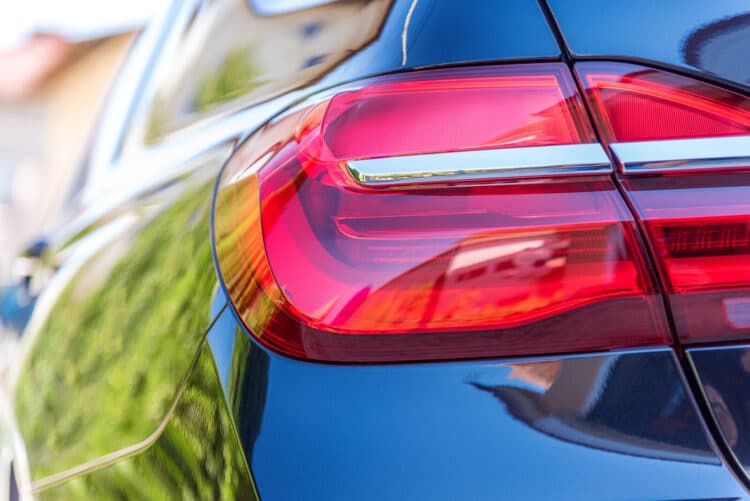 close up of a car taillight