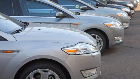New cars lined up for sale