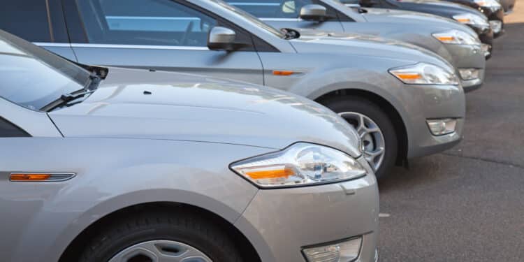 New cars lined up for sale