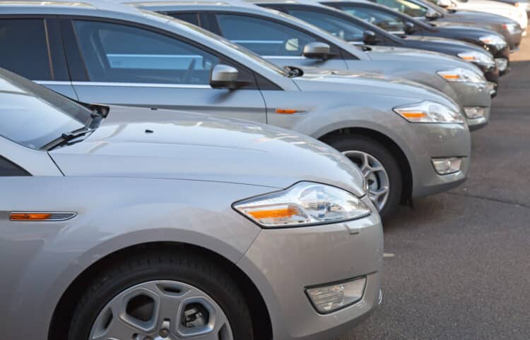 New cars lined up for sale