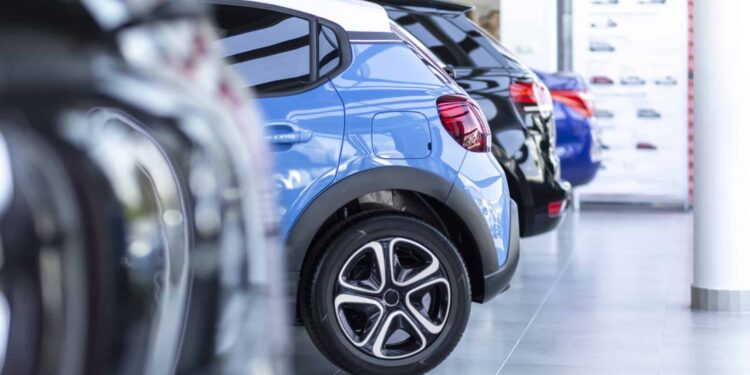 Cars in a dealership showroom