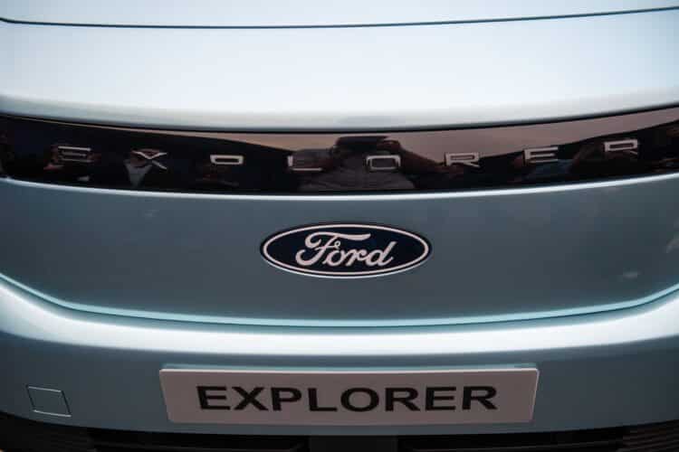 The Ford Motor Co. Explorer electric sport utility vehicle (SUV) during its launch in London, UK, on Tuesday, March 21, 2023. Ford will build it at the EV campus in Cologne, Germany, where it's invested $1 billion as part of broader plans to transition its European passenger car lineup entirely to electric models by the end of the decade.