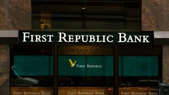 Front sign on a First Republic Bank branch entrance.