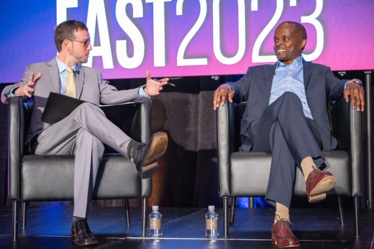 Peter Muriungi, CEO of Chase Auto, sits with Joey Pizzolato of Auto Finance News for a fireside chat at Auto Finance Summit East.