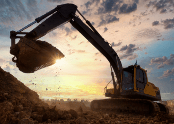 An excavator digging