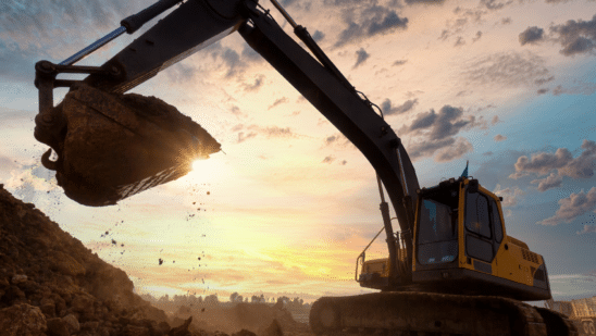 An excavator digging