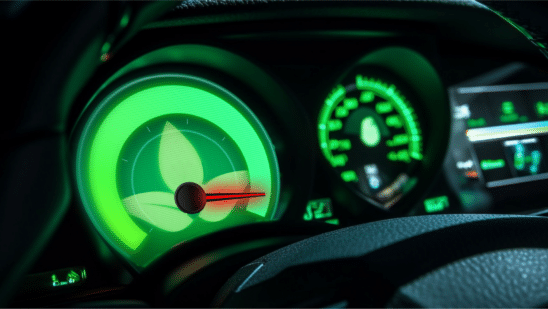 Sustainability gauge in a speed-o-meter