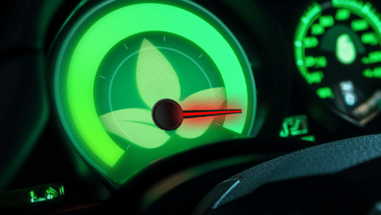 Sustainability gauge in a speed-o-meter