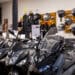 various models of motorcycles displayed in a dealership