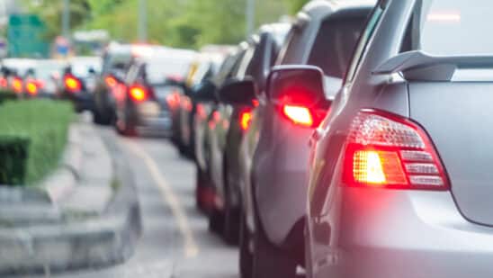 Cars in a traffic jam