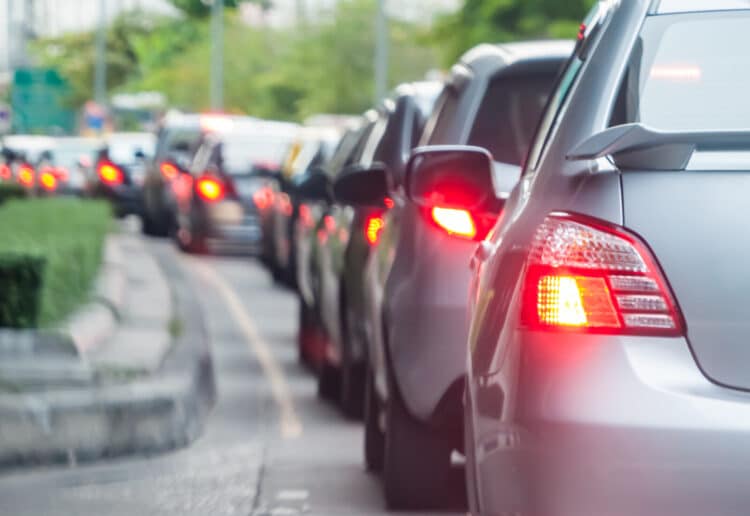 Cars in a traffic jam