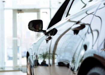 side view of car in dealership