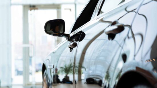side view of car in dealership