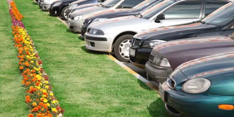 Row of cars parked next to each other