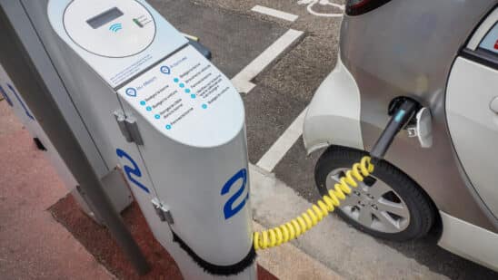 Electric car with charging station