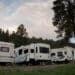 Rv campsite at sunrise in Pagosa Springs, Colorado. RV shipments down 51% YoY, values up