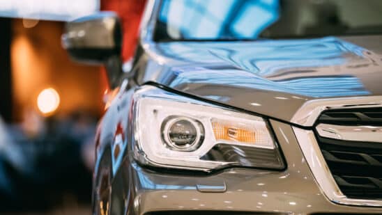 Close up of a car headlight