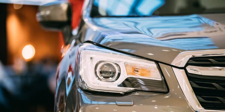Close up of a car headlight