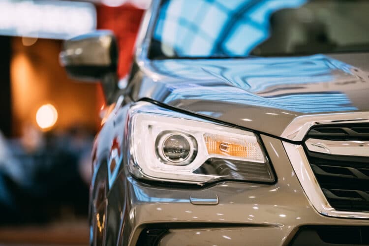 Close up of a car headlight