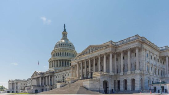 The us capitol with clear blue sky