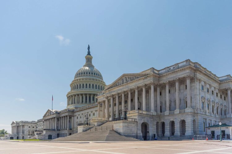 The us capitol with clear blue sky
