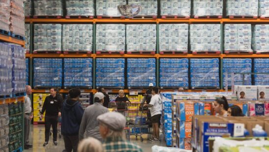 Shoppers during the grand opening of a Costco Wholesale store in Kyle, Texas, US, on Thursday, March 30, 2023. The new wholesale store is around 160,000 square feet, and the gas station is outfitted with 24 pumps.