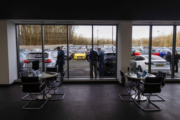Used cars for sale at Big Motoring World's showroom near Chatham, UK, on Friday, Feb. 3, 2023.