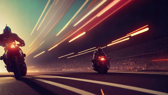 Sports motorcycle on the highway road