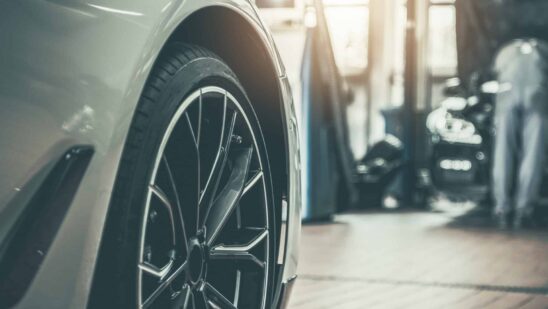 Modern car in auto authorized service station
