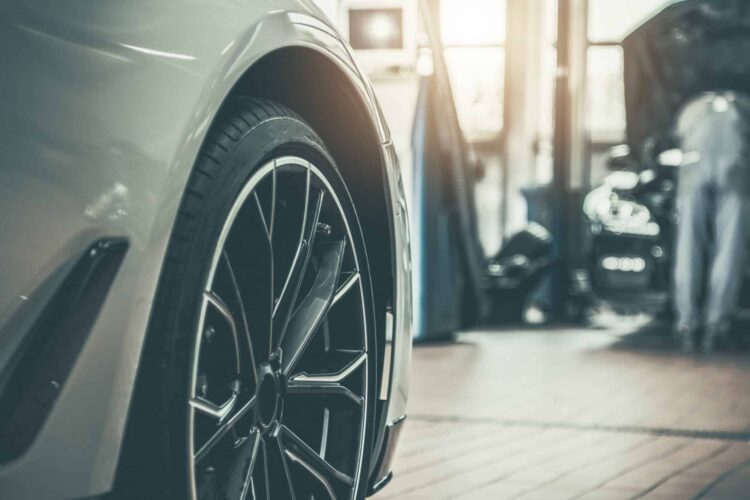 Modern car in auto authorized service station