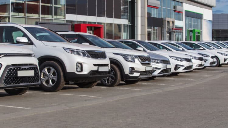 Cars for sale in dealership lot