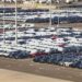 New Vehicles In Parking Lot Ready To Be Shipped