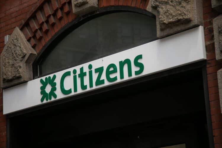 The front of a Citizens Financial bank branch